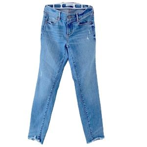 Ann Taylor Loft Denim Jeans Distressed Frayed Blue Excellent condition size 0